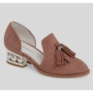 Jeffrey Campbell Suede Civil Pearly Heeled D'Orsay Loafer Pink Women’s 7.5